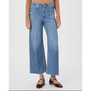 Paige Anessa Wide-Leg Jeans Sunnie Distressed Light Medium Blue 31 *flaw*